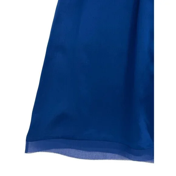VTG Ann Taylor Royal Blue Silk A-Line Twist Front Mini Dress | 90s Quiet Luxury - Picture 12 of 12